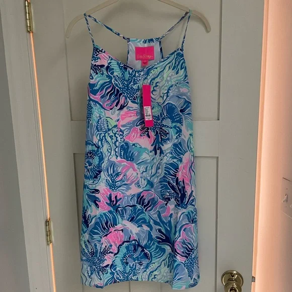 lilly pulitzer dusk silk dress NWT Lilly Pulitzer Dusk Silk Mini Dress Women's Sz XS Carnivale Coral Beach $198